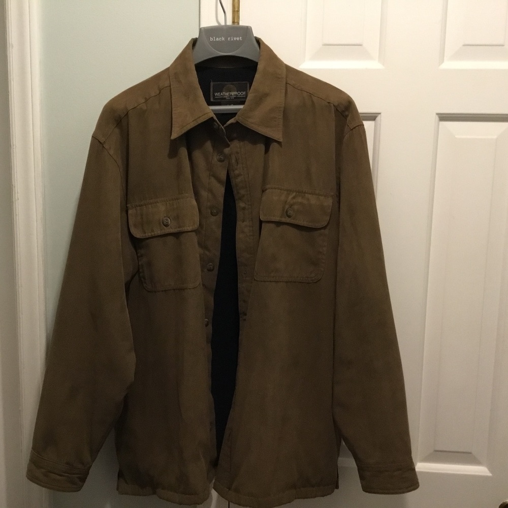 Mens Weatherproof Garment Company fleece lined shirt jacket.  Size Large Brown
